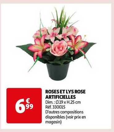 Kit Canevas Lys Roses 14x18 Cm - Collection D'Art Pour Point De Croix Et Broderie - 5