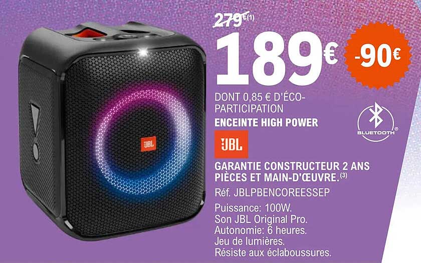 Promo Enceinte High Power Jbl chez E.Leclerc iCatalogue.fr