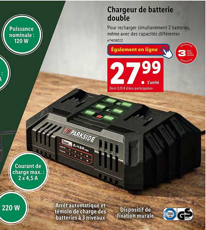 Promo Chargeur De Batterie Double chez Lidl iCatalogue.fr