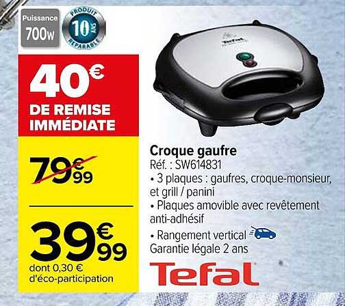 Croque Grill Gaufre TEFAL SW614B01 - Conforama