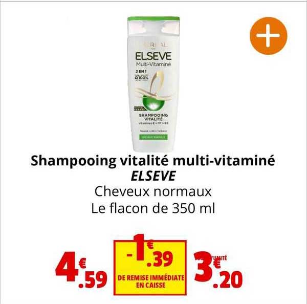 Shampoing L'Oréal Elsève Multi-Vitaminé Vitalité 300ml - Pour Tous Types De Cheveux - Gel Revitalisant Et Réparateur