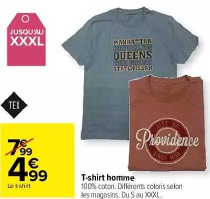 Offre T-shirt Homme Tex chez Carrefour