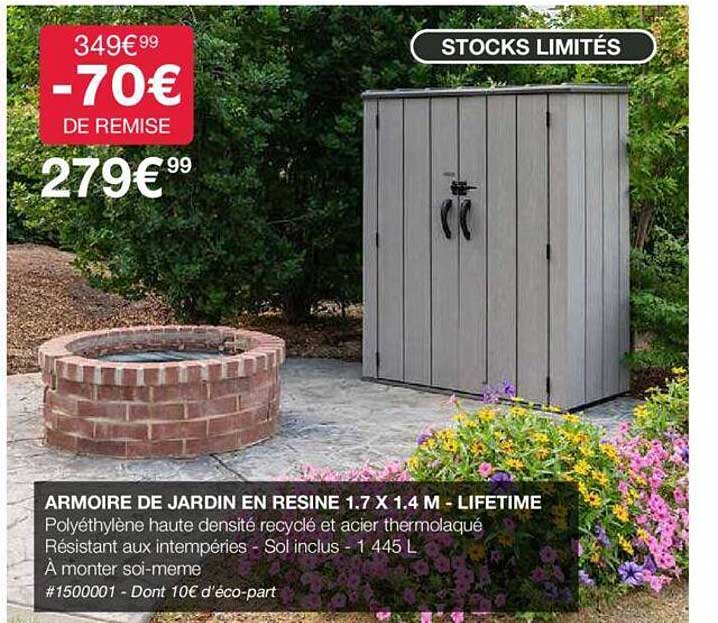 Promo Armoire De Jardin En Resine 1.7 X 1.4 M Lifetime chez Costco