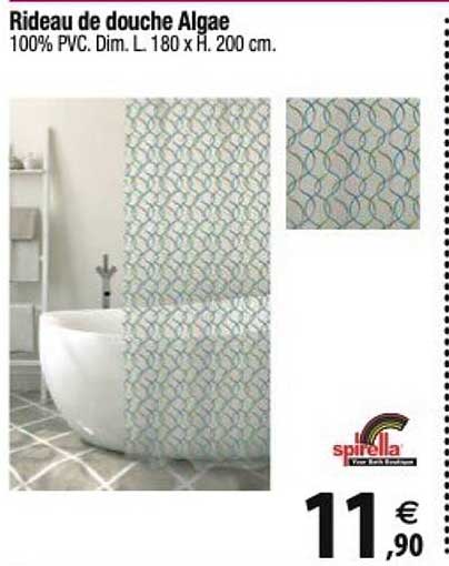 Spirella Rideau De Douche Polyester VISION 240x180cm Bleu | Leroy Merlin