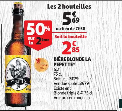 Promo Bière Blonde La Pepette chez Auchan Direct - iCatalogue.fr