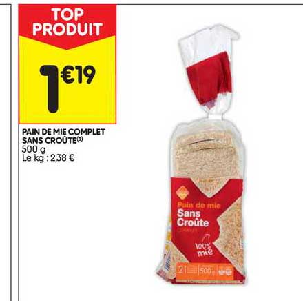 Offre Pain De Mie Complet Sans Croute Chez Leader Price