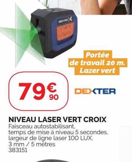 Niveau laser vert croix + boite - DEXTER 