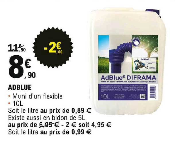 Promo ADBLUE 5L + FLEXIBLE chez E.Leclerc