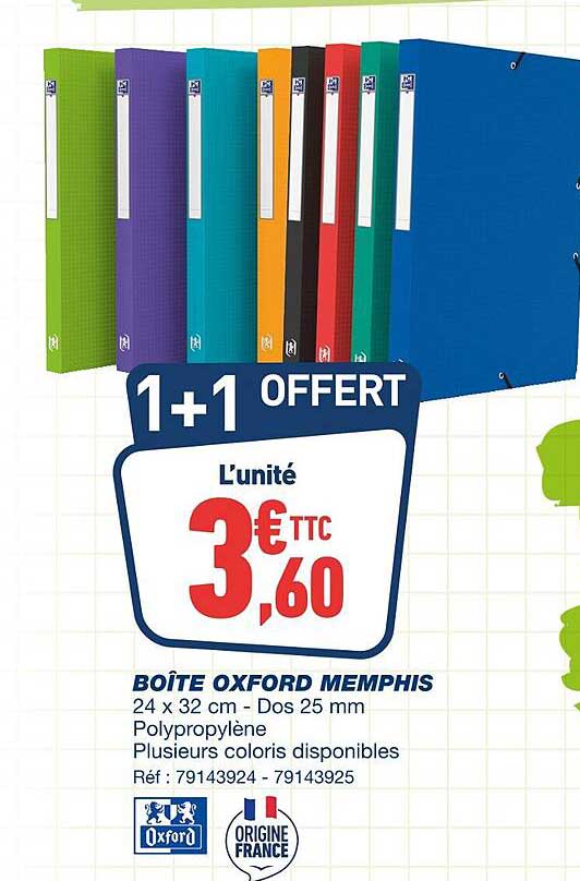 Boite memphis capacité 200 feuilles polypro à plat - Oxford