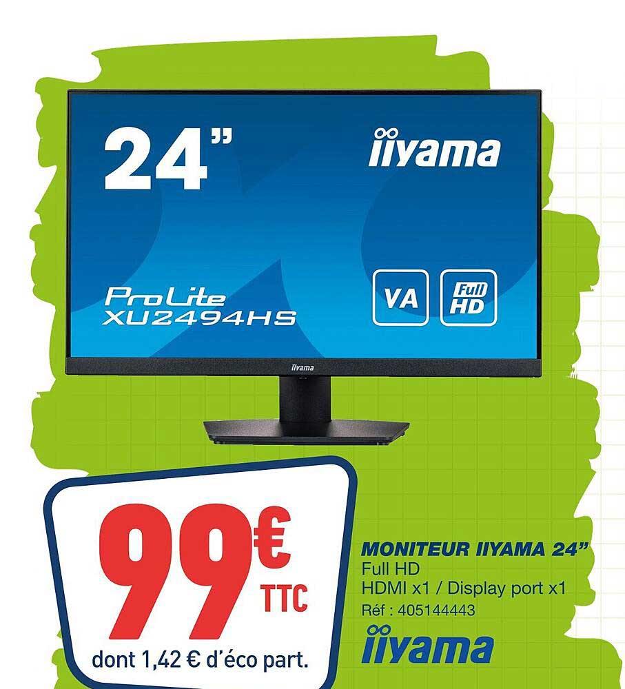 Promo Moniteur Iiyama 24" chez Bureau Vallée - iCatalogue.fr