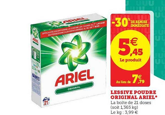 U Express Lessive Poudre Original Ariel -30% De Remise Immédiate