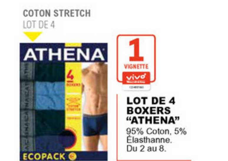 Lot de 8 Athena Promo Basic Coton Boxer Homme