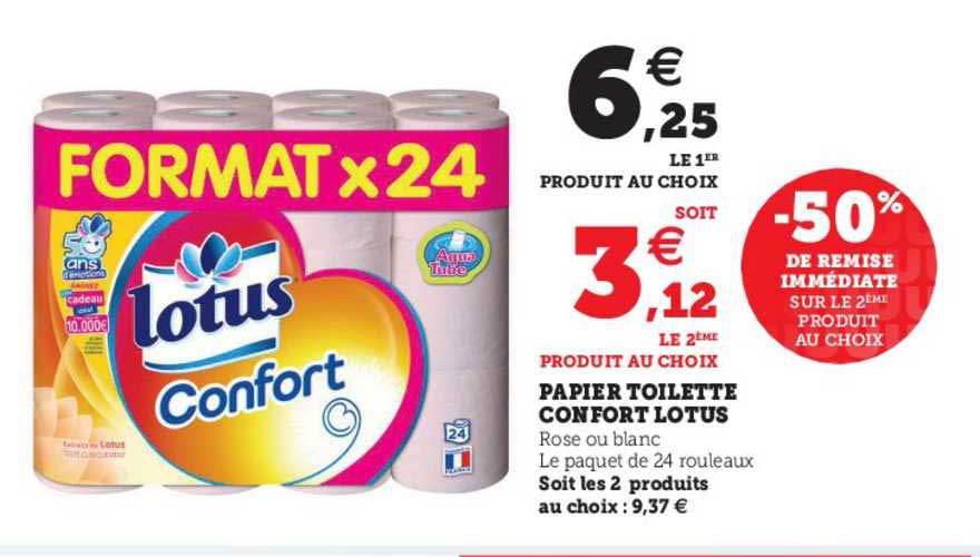Promo Papier Toilette Confort Lotus chez Hyper U 