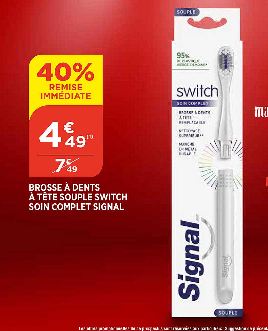 Offre Brosse A Dent A Tete Remplacable Soin Complet Signal Switch 50 De Reduction Immediate Chez E Leclerc