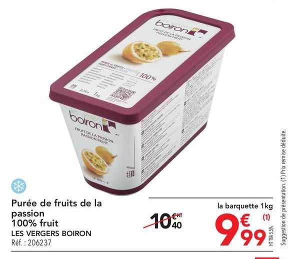 Promo Purée De Fruits De La Passion 100% Fruit Les Vergers Boiron