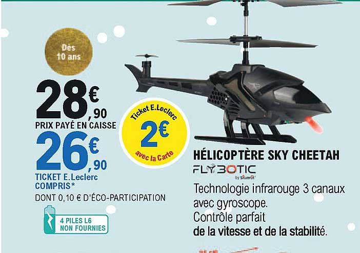 Hélicoptère télécommandé AIR MAMBA - FLYBOTIC - Technologie infrarouge - 2  canaux - Noir et bleu