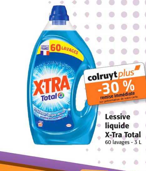 Promo X-tra total lessive liquide chez Colruyt