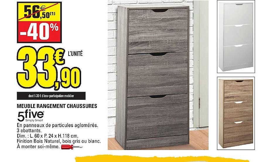 Promo Meuble Rangement Chaussures 5five chez E.Leclerc iCatalogue.fr