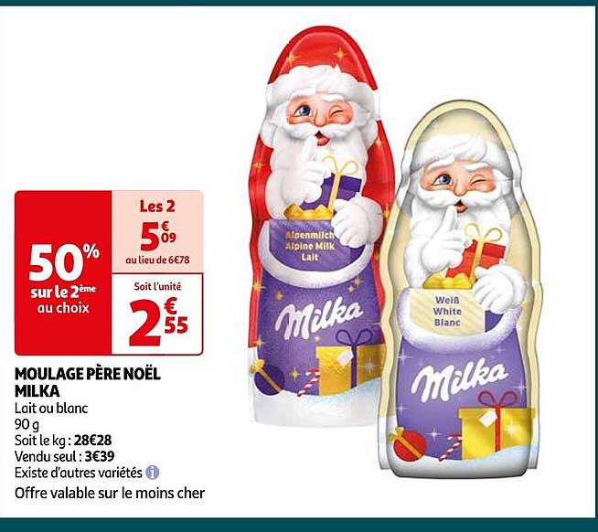 Promo Moulage Père Noël Milka chez Auchan iCatalogue.fr