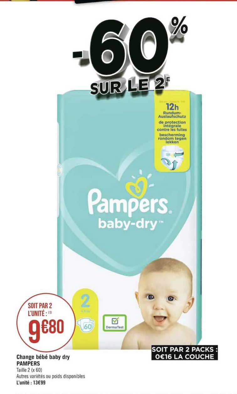 Offre Change Bebe Pampers Baby Dry 50 De Reduction Immediate Chez E Leclerc