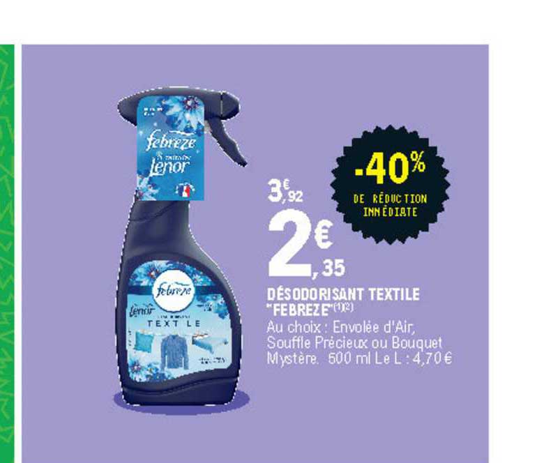 Promo Désodorisant textile febreze zéro% chez E.Leclerc