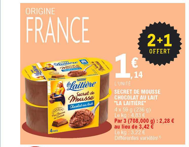 Mousse Chocolat Lait Et Blanc LA LAITIERE : les 4 pots de 59 g à Prix  Carrefour