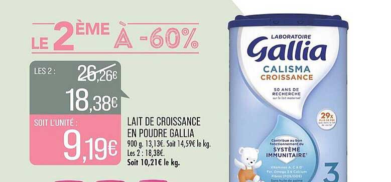Laboratoire Gallia - Lait Calisma croissance 3 en poudre - Supermarchés  Match