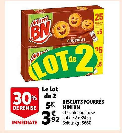 Promo Biscuits Fourrés Mini Bn Chez Auchan - ICatalogue.fr