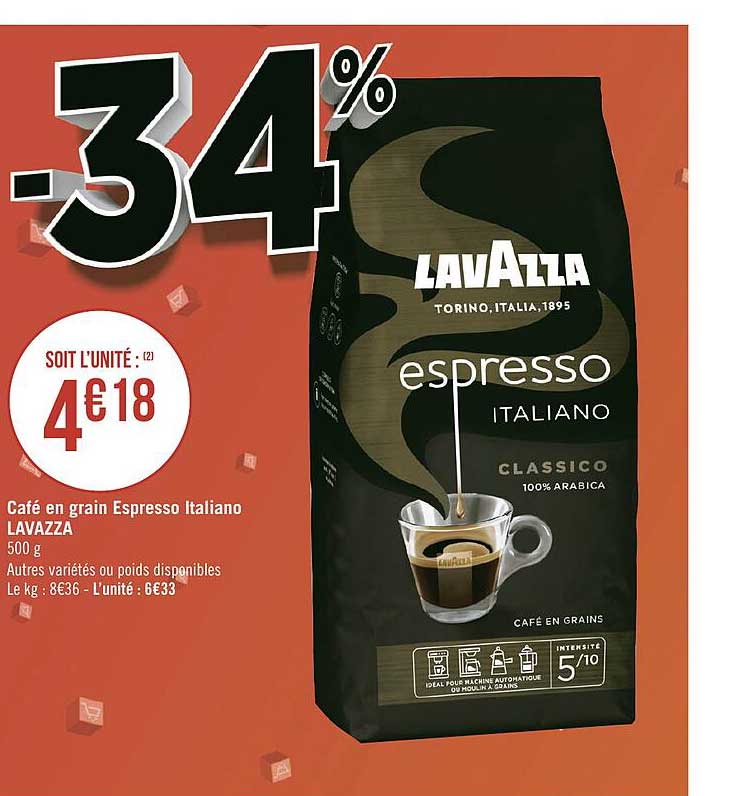 Promo Lavazza café grain espresso barista chez Géant Casino