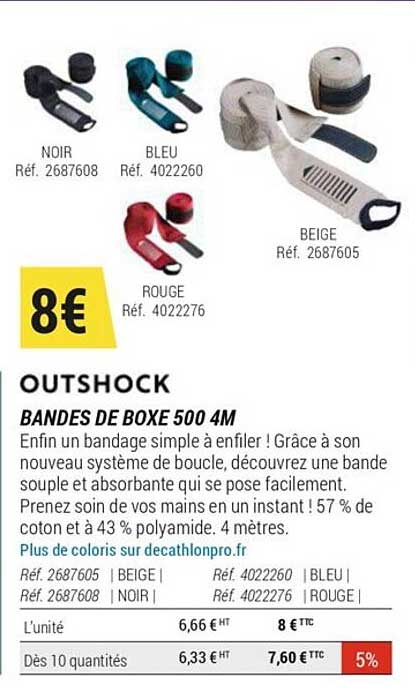 BANDES DE BOXE 4M NOIRES OUTSHOCK