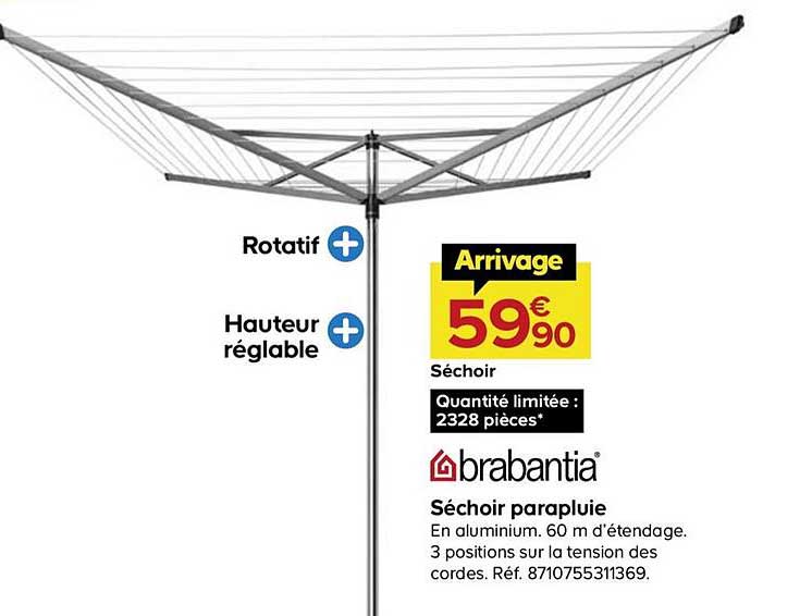effect Lelie Installatie Offre Séchoir Parapluie Brabantia chez Castorama