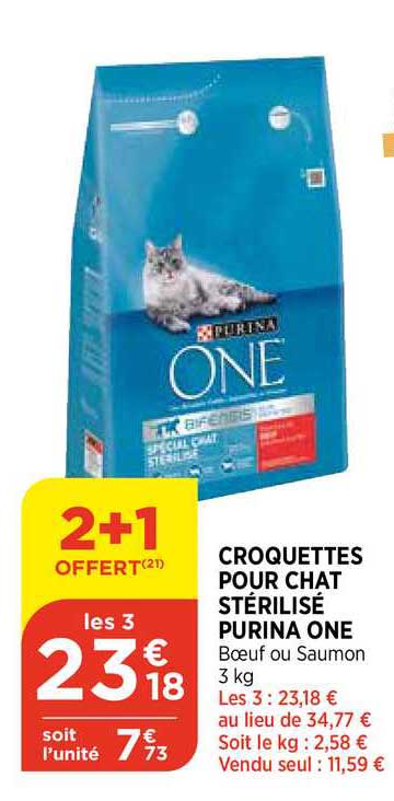 Offre Croquettes Pour Chat Sterilise Purina One 2 1 Offert Chez Bi1