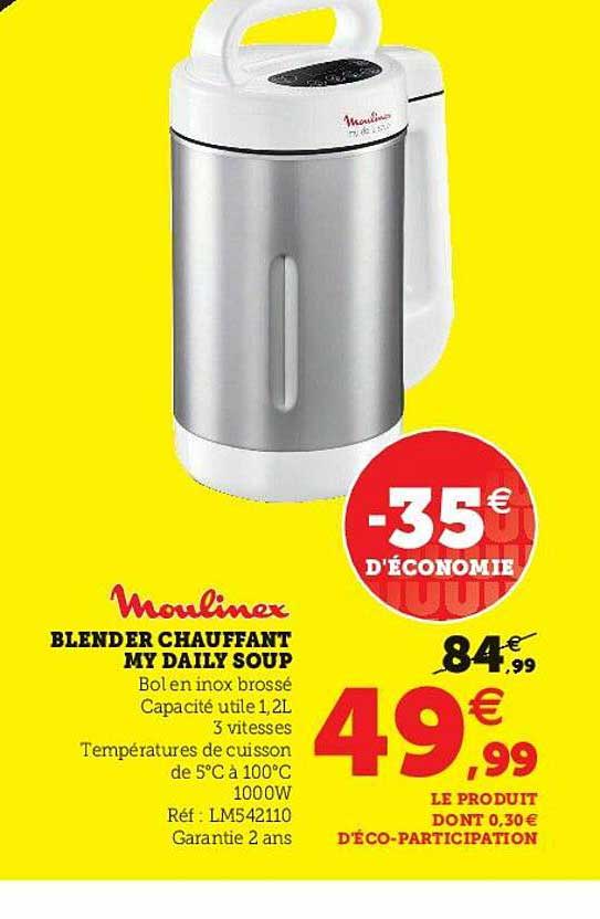 Blender chauffant Moulinex MY DAILY SOUP YY4694FG + COUTEAU - Blender -  Achat moins cher
