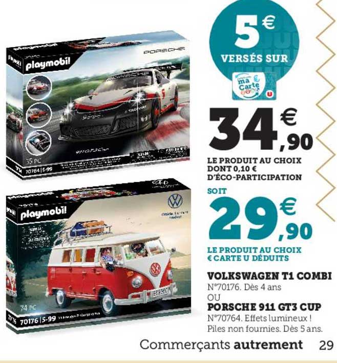Promo Volkswagen T1 Combi Playmobil chez Géant Casino