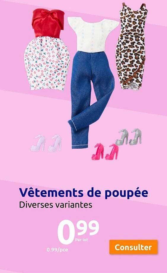 Lot De 4 Vêtements Pour Poupée : Chemisier, Jupe, Nœud, Sac - La-bu, Pour Différentes Poupées, Jeu Créatif
