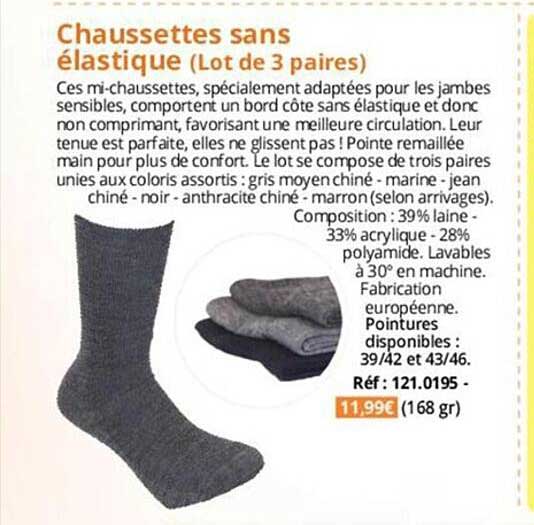 Chaussettes Femme Sans élastique - 3 Paires - Confort Pieds Sensibles - Coton Respirant - Pour Chevilles Gonflées