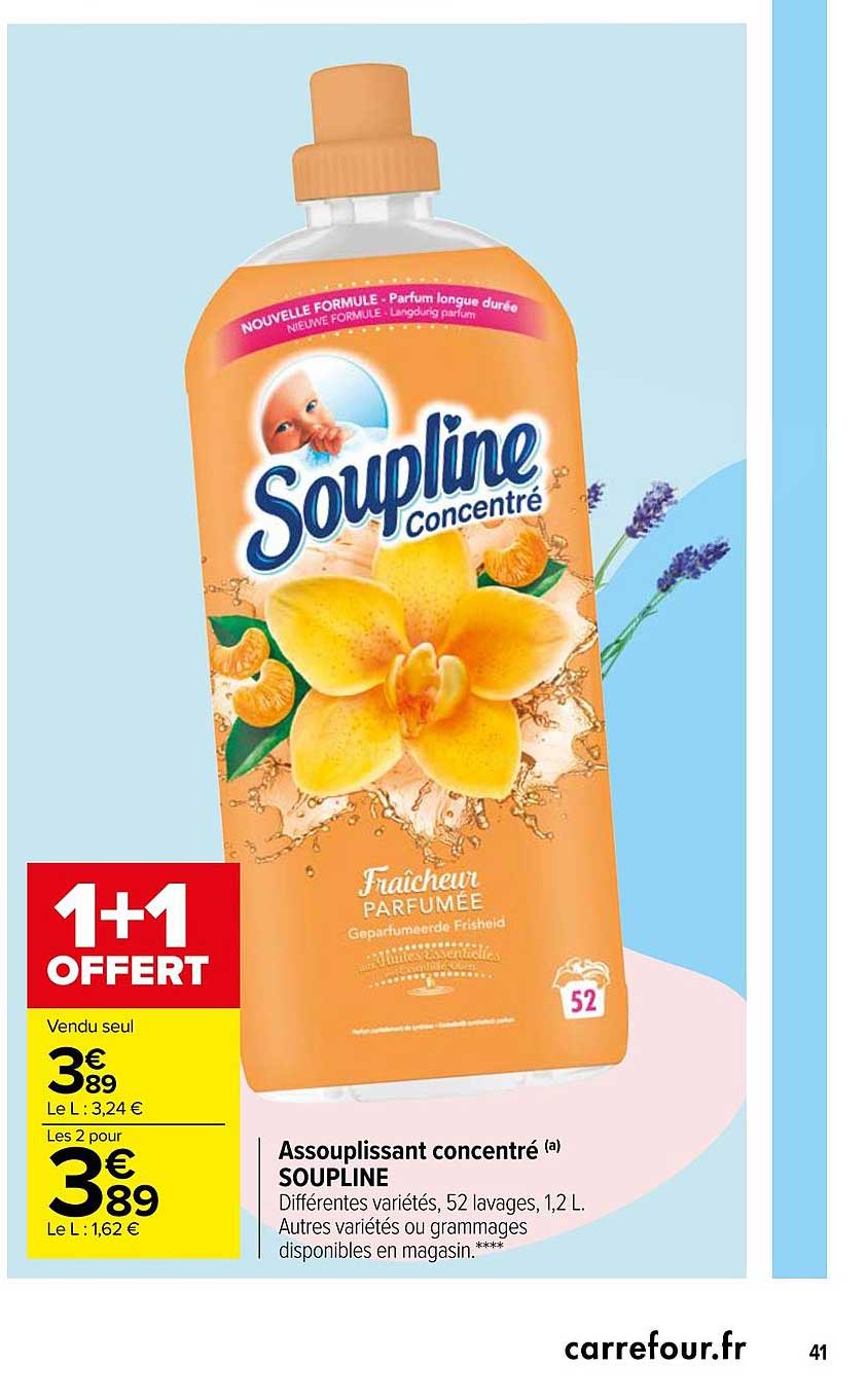 Promotion Soupline Carrefour : Assouplissant à -90%