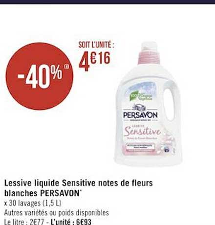 Promo Persavon lessive sensitive* chez Géant Casino