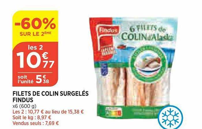 Bi1 Filets De Colin Surgelés Findus -60% Sur Le 2ème