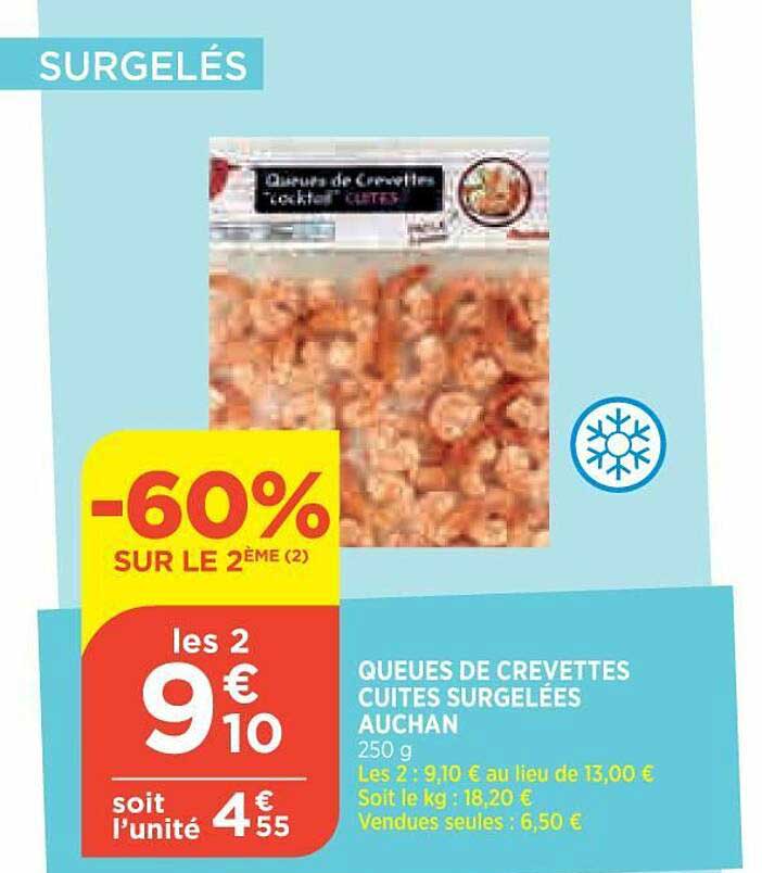 Bi1 Queues De Crevettes Cuites Surgelées Auchan -60% Sur Le 2ème