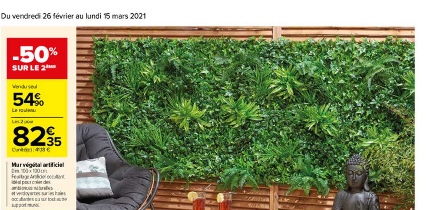 Offre Mur Végétal Artificiel chez Carrefour