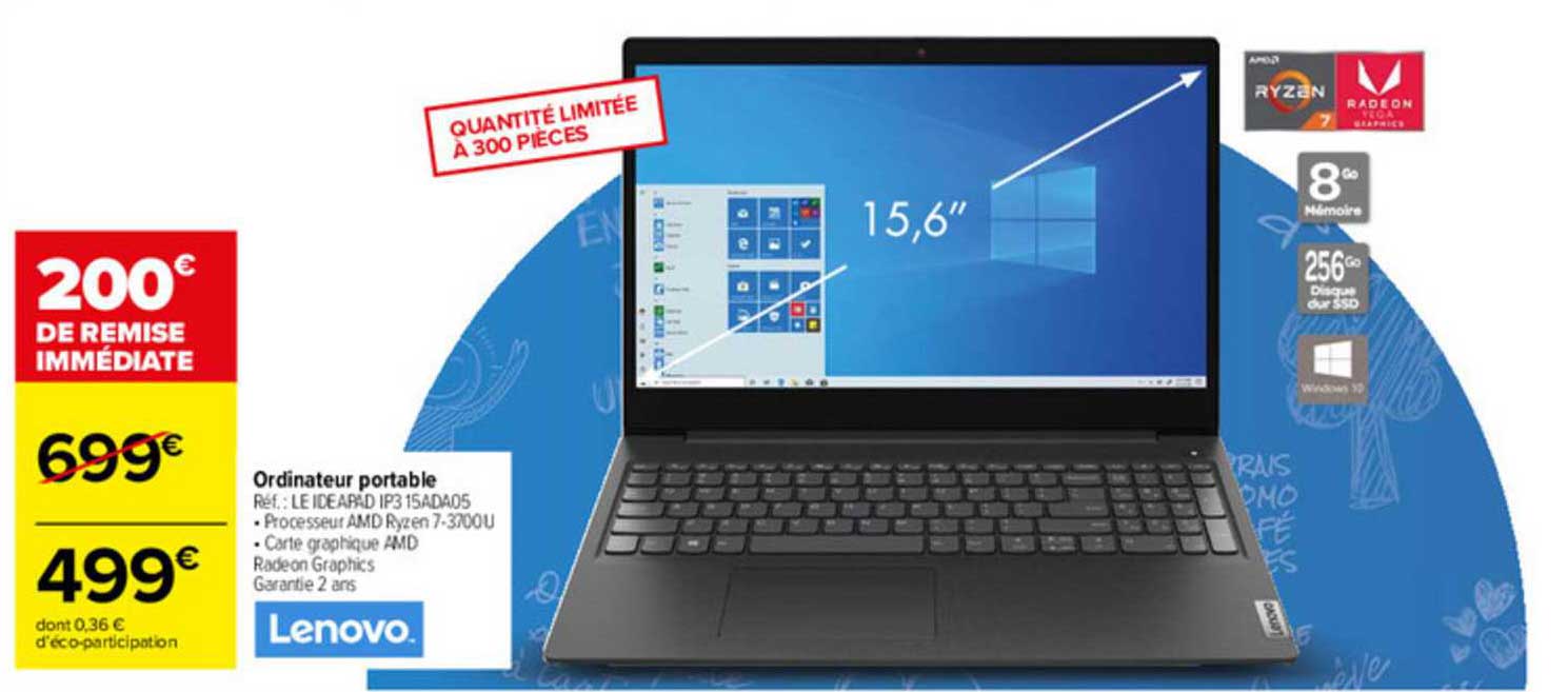 Promo Ordinateur Portable Lenovo chez Carrefour - iCatalogue.fr