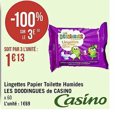 Promo Lingettes Papier Toilette Humides Les Doodingues De Casino