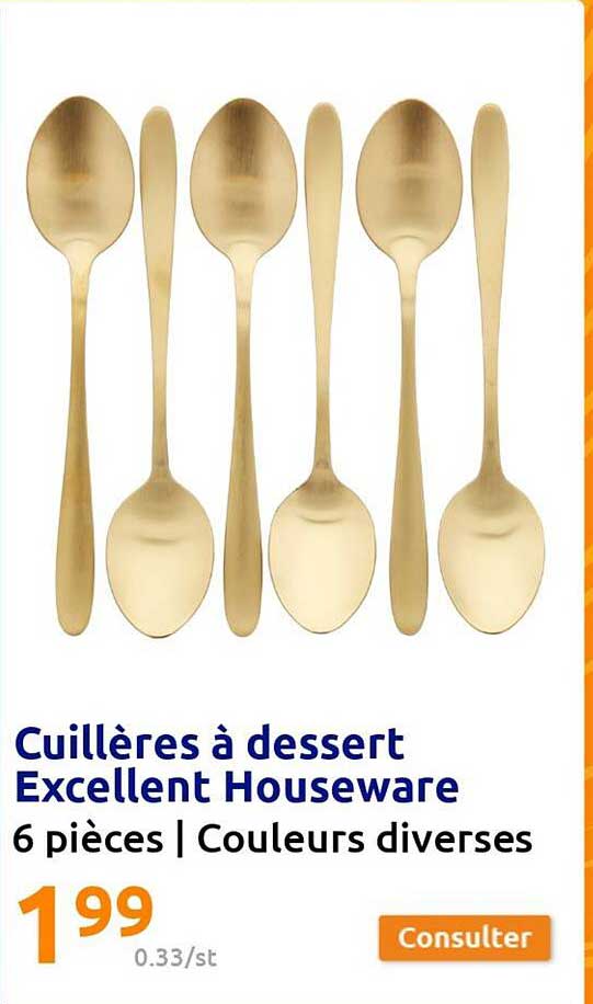 Lot De 4 Cuillères à Dessert Viners Angel - Acier Inoxydable 18/0, Design Classique, Lave-vaisselle, Garantie 25 Ans