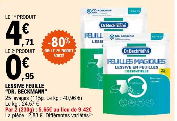 Lessive en Feuilles Dr. Beckmann chez Auchan (24