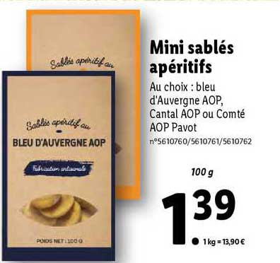 Offre Mini Sables Aperitifs Chez Lidl