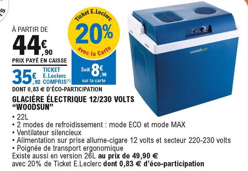 E.Leclerc L'Auto Glacière électrique 12 230 Volts 