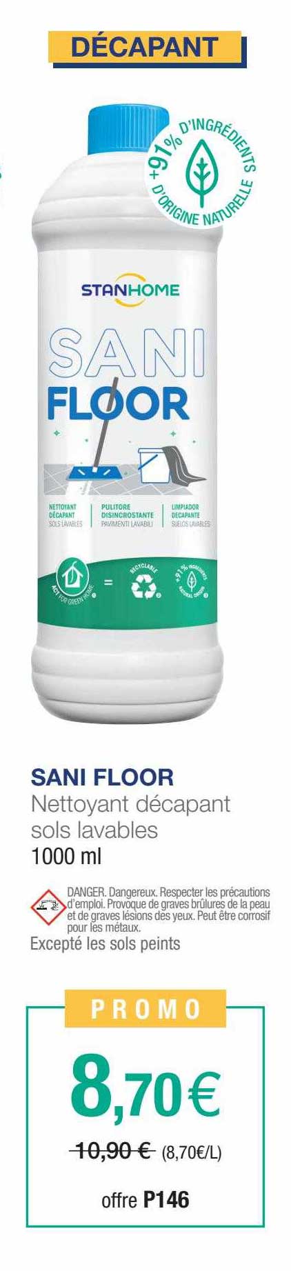 STANHOME sani-floor 1000 ml, nettoyeur dégraissant pour sols lavables :  : Epicerie