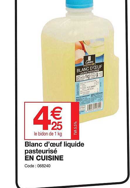 Blanc d'oeuf liquide pasteurisé de plein air origine France bidon 2kg