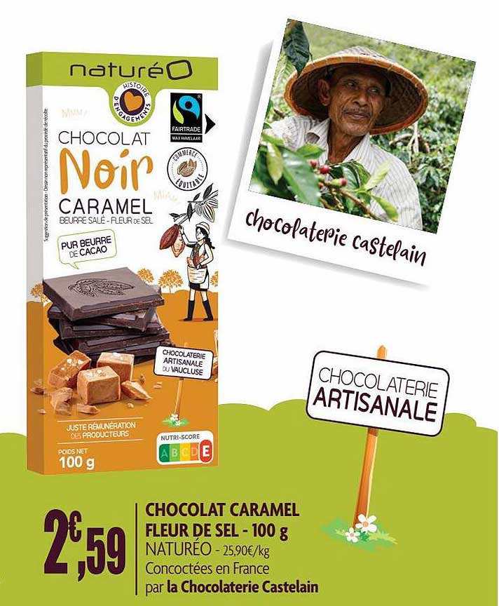 Promo Chocolat Caramel Fleur De Sel Naturéo 100 G chez NaturéO